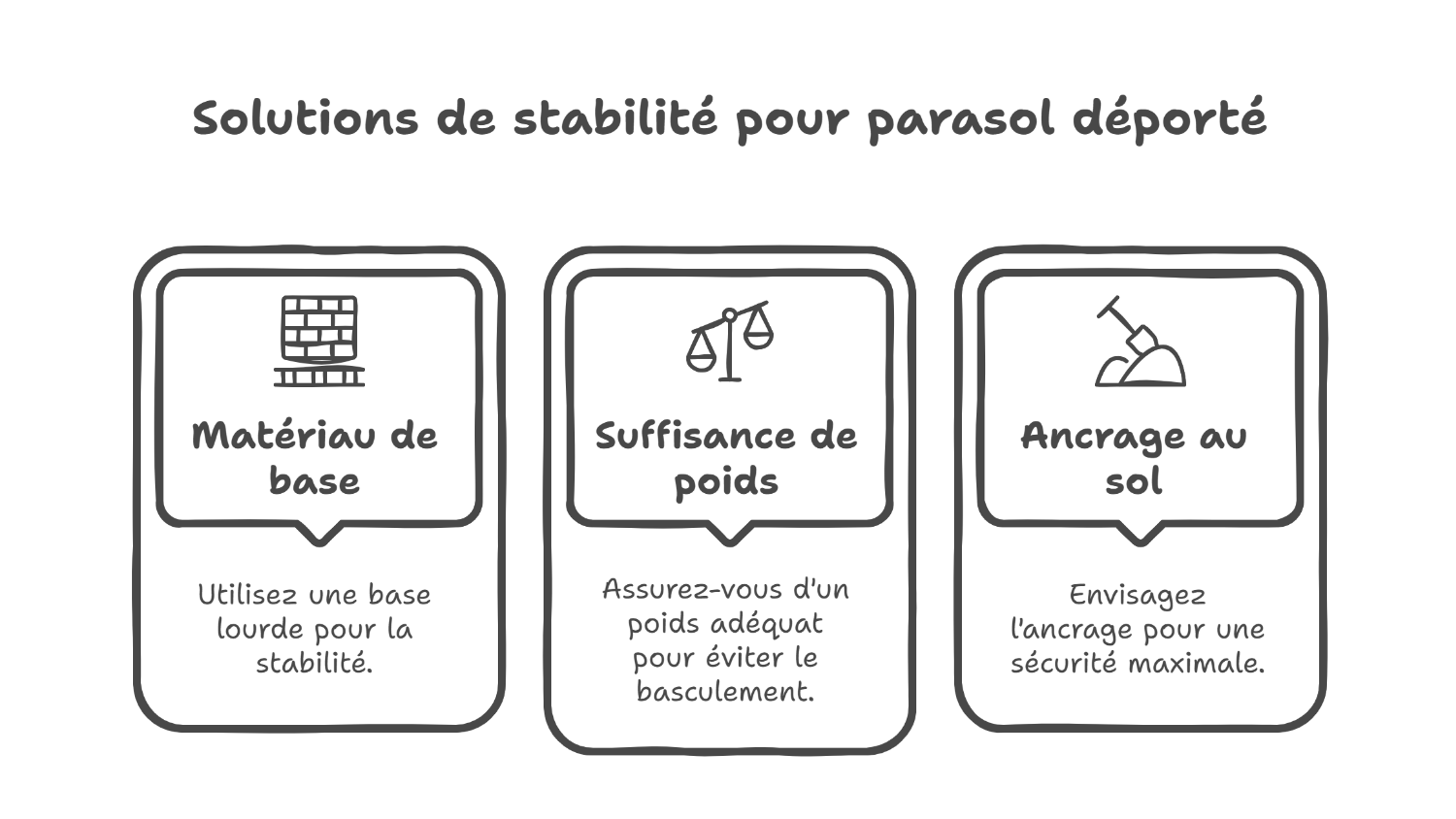 Assurer la stabilité d'un parasol déporté