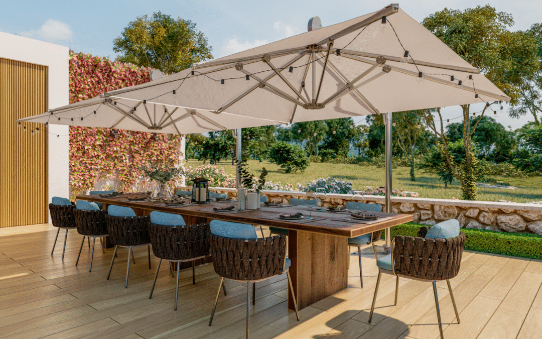 Store double pente GEMINI : la solution idéale pour ombrager les grands espaces extérieurs